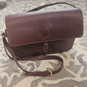 EVC Cartier Burgundy Leather Lrg Satchel Bag - Must De Cartier. Clean
